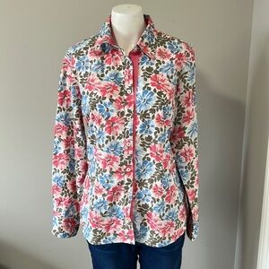 Boden Floral Button-Up Shirt - Pink, Blue, Brown